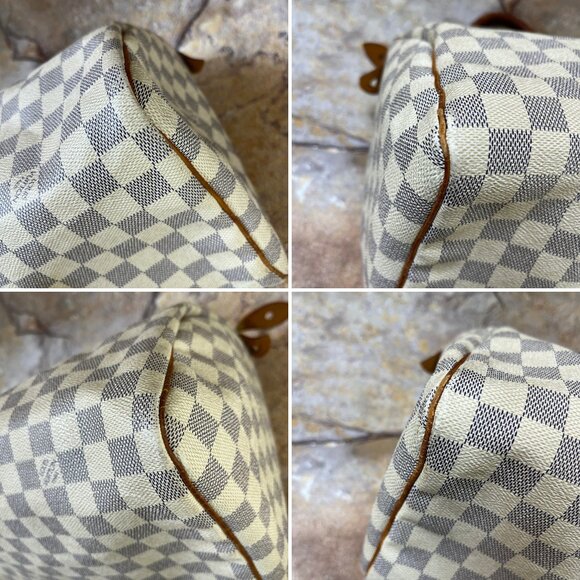 Louis Vuitton Speedy 30 Damier Azur Satchel Bag Canvas Boston Bag - Picture 5 of 13